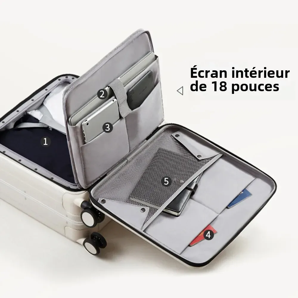 hanke-valise à main avec cadre en aluminium, bagage à roulettes, cabine d'embarquement, roue tournante pc, serrure tsa, design esthétique, 7mm, 18 po, 20 po