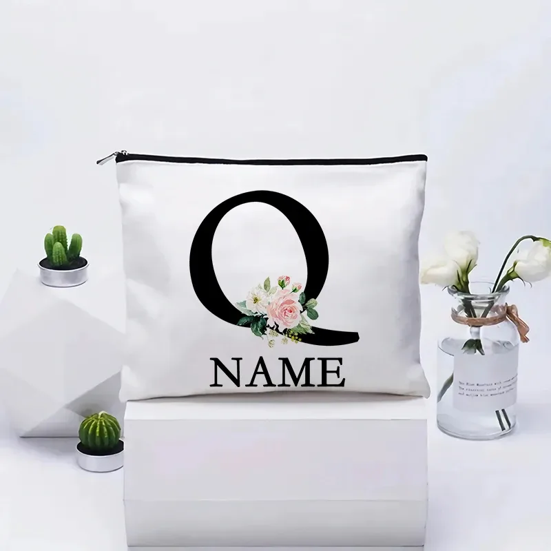 trousse de maquillage personnalisée avec nom, trousse de maquillage de voyage, trousse de maquillage de mariage, pochette cosmétique en toile pour fête, organisateur, cadeaux pour femme