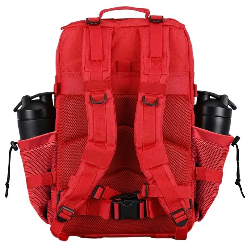 sac dos rouge bandes noires poche latérale bretelles ajustables compartiments multiples oxford université imperméable usage sport voyage