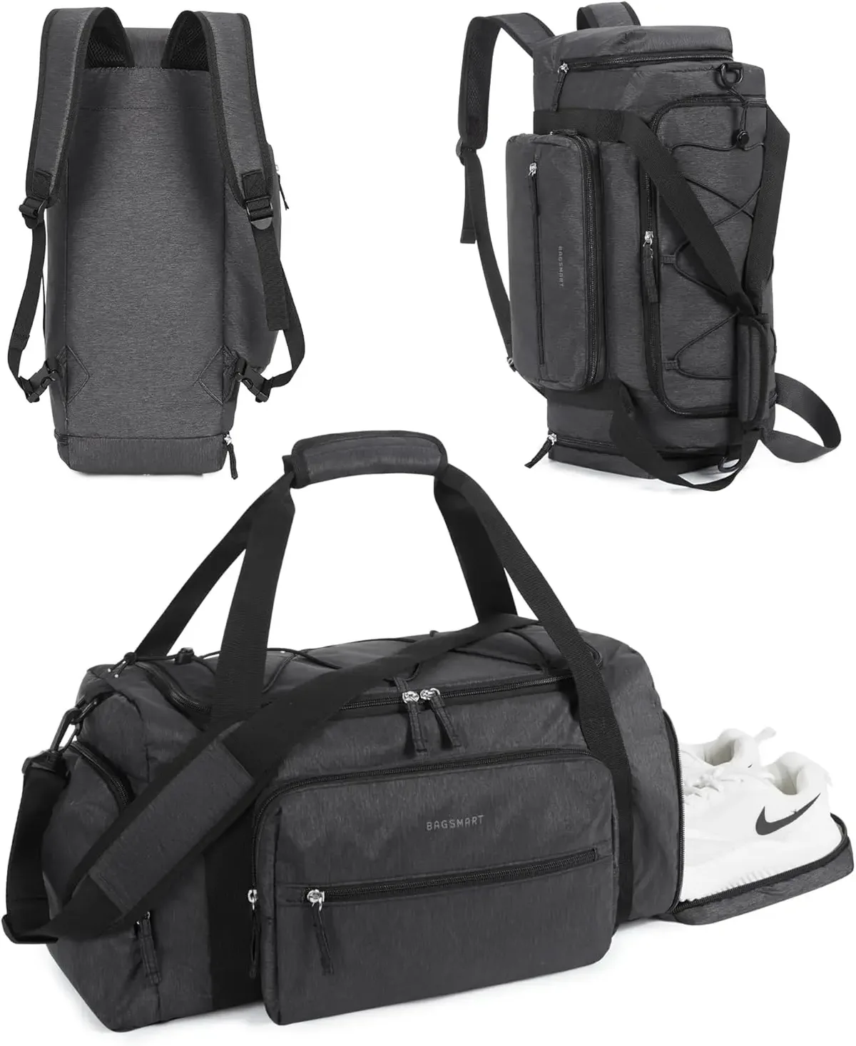 sac voyage polyester beige multipoches grande taille compartiment chaussures respirant sport week end travels