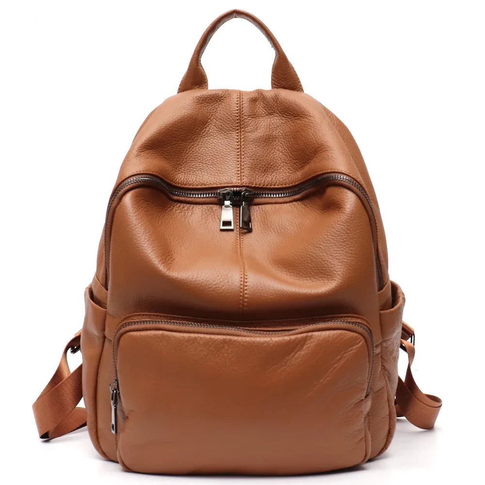 sac à dos en cuir de vache naturel pour femmes et hommes, design minimaliste, décontracté, quotidien, polyvalent, sacs à bandoulière pour étudiants, sac à dos de voyage