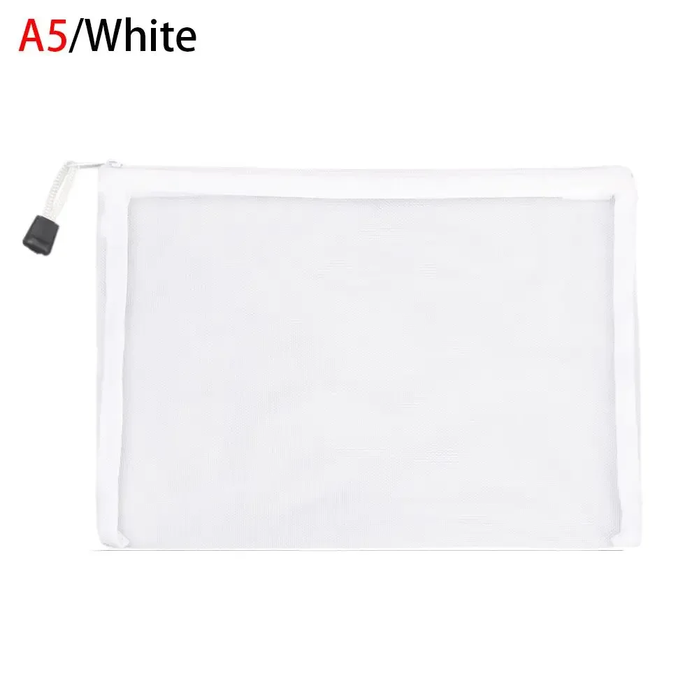 1 pièce trousse de rangement en nylon couleur unie, transparente à grille, avec fermeture éclair, pour papeterie, maquillage, monnaie, cosmétiques et stylos