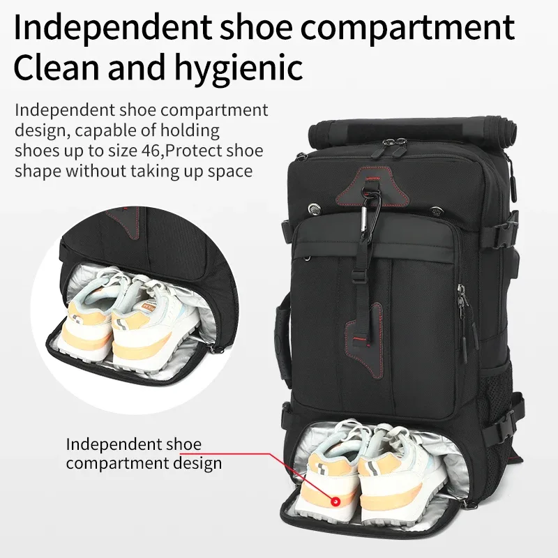 sac de voyage pour l'extérieur de 60-80l, grande capacité, valise pour ordinateur portable de 18 pouces, sac à dos multifonctionnel imperméable