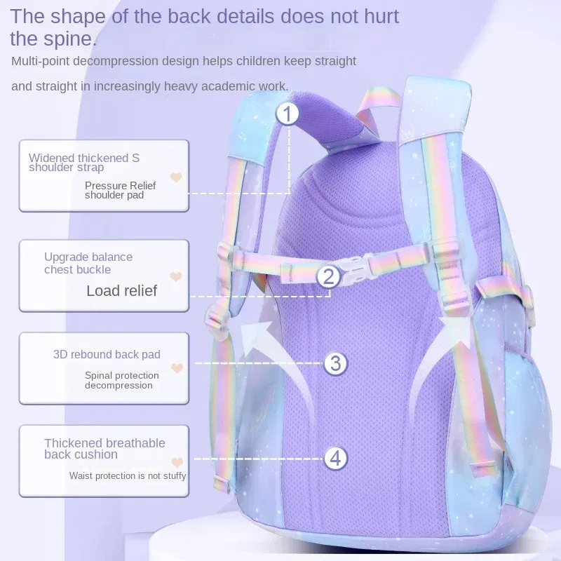 sac à dos d'école kawaii pour filles, sac d'école mignon pour étudiants avec sac à stylos, sac à livres arc-en-ciel étoilé, sac de voyage pour école primaire