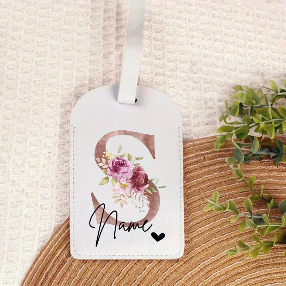 étiquette de bagage personnalisée avec nom | accessoires de voyage portables personnalisés en pu, avec monogramme imprimé tendance, idéaux pour les fêtes