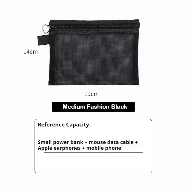 sac cosmétique portable en maille, sac de toilette de voyage élégant, pochette de rangement pour maquillage imperméable