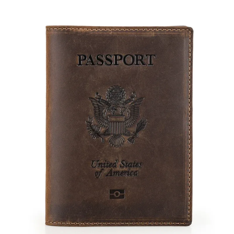 porte-passeport en cuir de vache véritable avec étui airtag-portefeuille de voyage bloquant rfid, poche anti-perte et porte-carte pour hommes et femmes