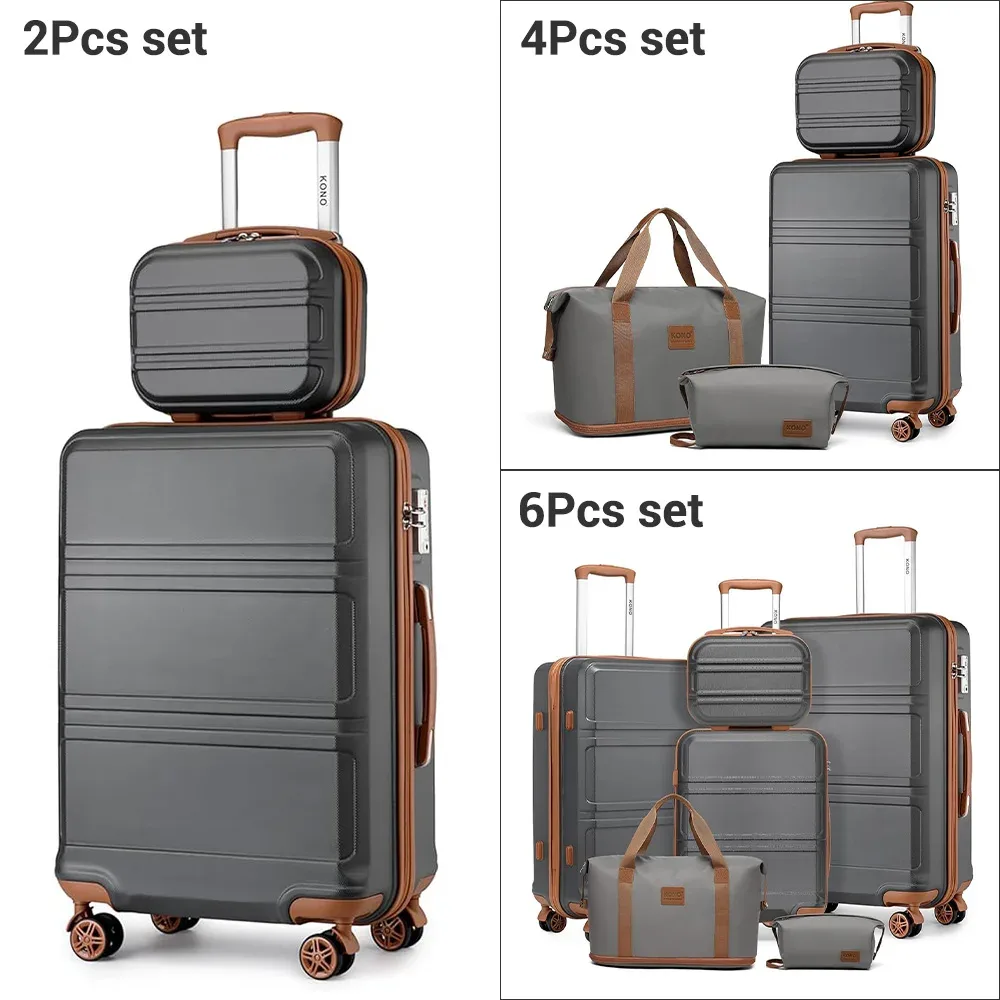 valise rigide légère kono en abs+pc avec 4 roues jumelées et serrure tsa (ensemble de 2/4/6 pièces)