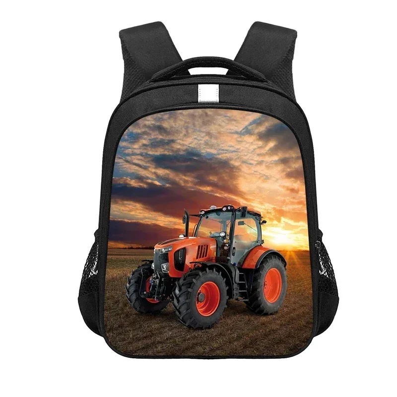 sac à dos de jeu avec tracteur de ferme imprimé, sac d'école de dessin animé pour garçon et fille, sac à dos pour ordinateur portable