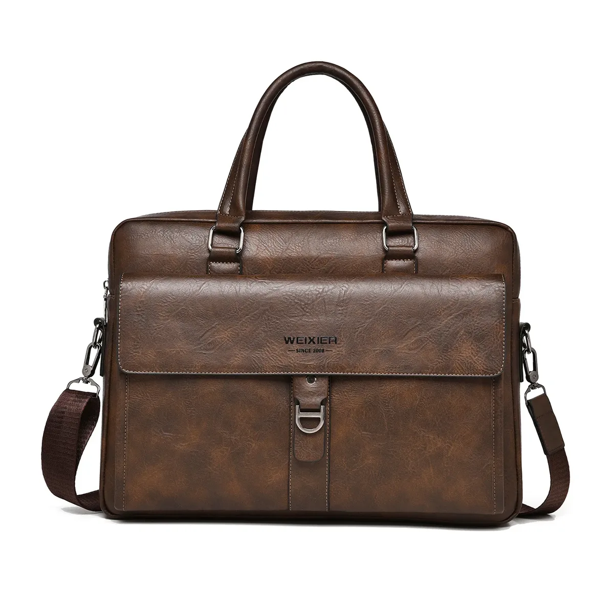weixier sac à main en cuir vintage pour homme, imperméable, pour ordinateur portable 15,6 pouces, sac à bandoulière pour voyage d'affaires et travail