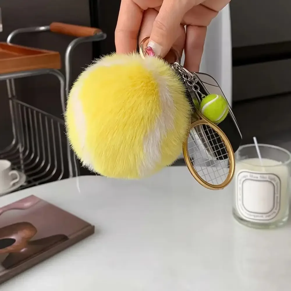 porte-clés créatif et mignon en forme de balle de tennis, accessoires pour clés, pendentif de sac à dos scolaire, breloques simples et douces pour sac à dos, cadeau pour fille
