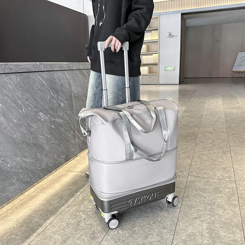 sac de voyage léger avec roues multidirectionnelles, rangement compact, sac à bagages pour les voyages courts et les déplacements professionnels