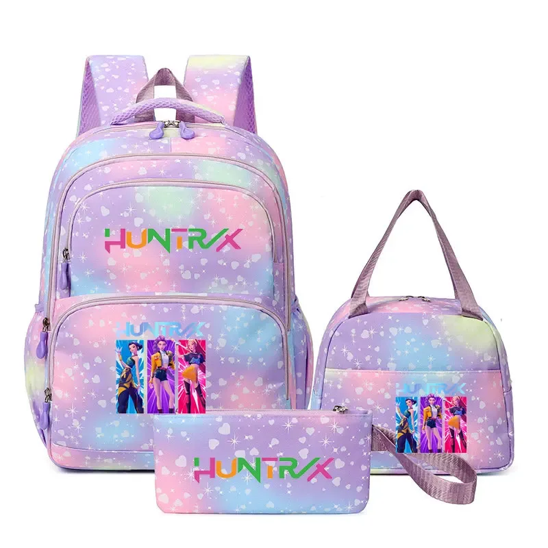 kpop demon hunters – sac à dos pour ordinateur portable pour filles, 3 pièces, sac à dos huntr/x pour adolescents, garçons et femmes, mochila de voyage pour usage quotidien