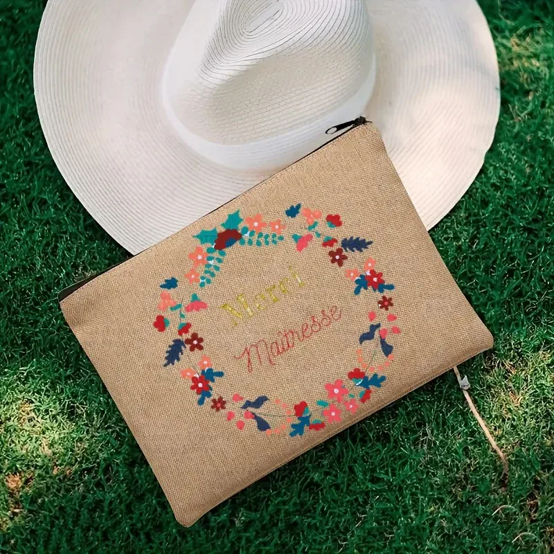 merci maîtresse sac cosmétique français avec fermeture éclair voyage nécessité soins de la peau lin stockage étudiant trousse à crayons cadeau pour enseignant