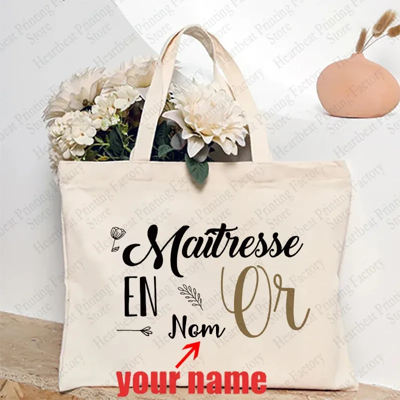 sac fourre-tout d'appréciation floral personnalisé pour enseignants avec nom personnalisé - sac à bandoulière cadeau éducatifs cadeaux de fin de l'année scolaire