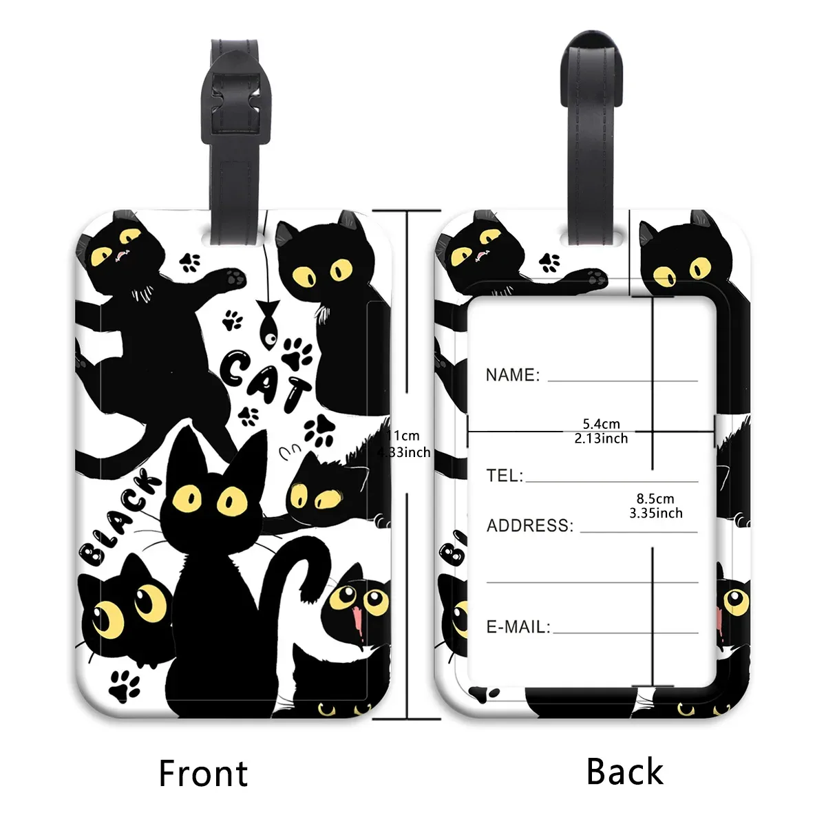 étiquettes de bagage chat dinosaure mignon, identification de valise, porte-nom d'adresse, étiquette de bagage, embarque de voyage, accessoires de valise portables
