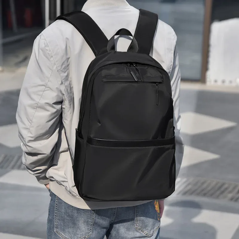 sac à dos pour ordinateur portable de grande capacité pour hommes, couleur unie, sac à dos de voyage et de loisirs