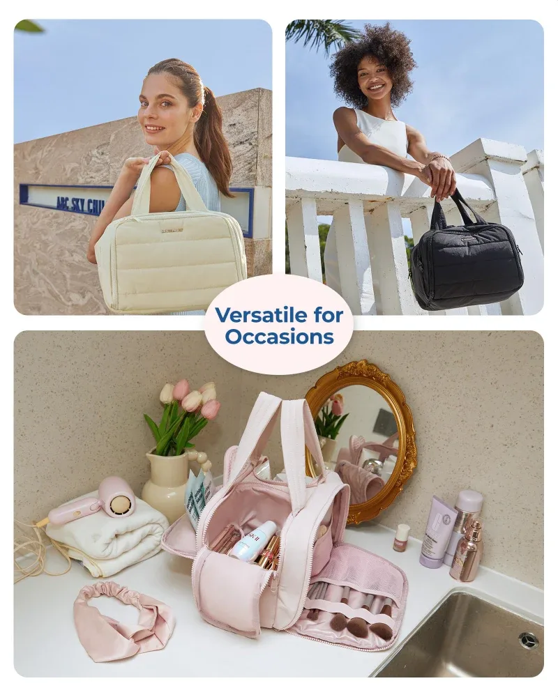 sac de voyage de grande capacité pour cosmétiques, pochette de maquillage étanche, sac à main pour femme, multi-poches, sac de rangement pour articles de toilette de salle de bain