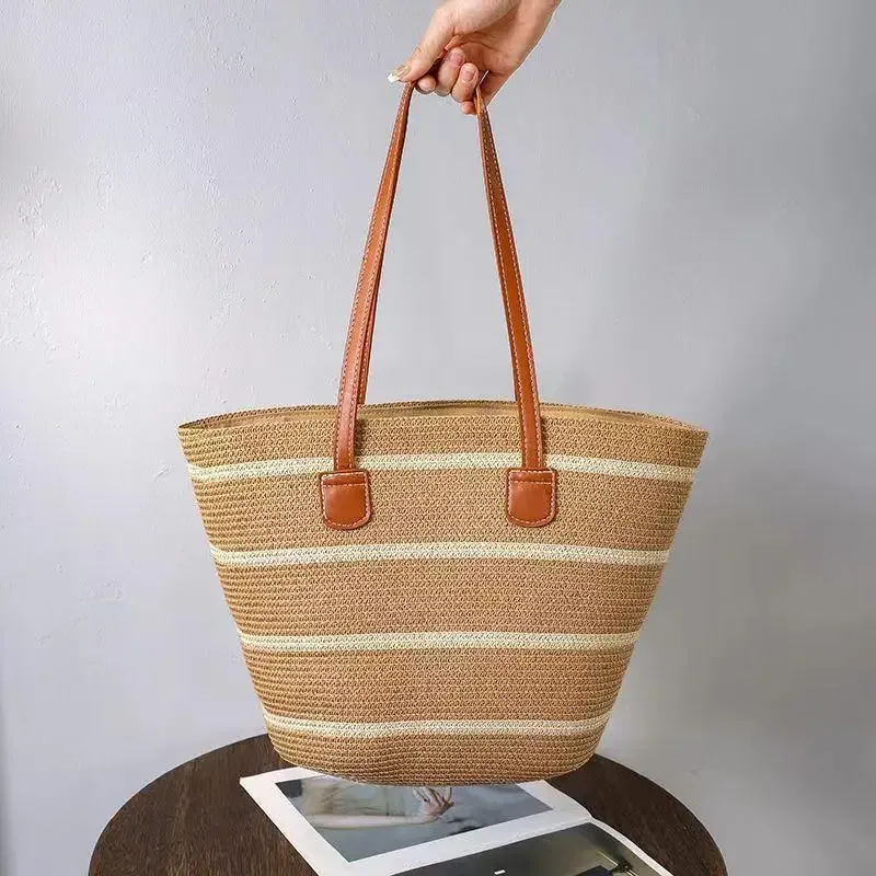 sac à bandoulière en paille inswind pour femmes, grande capacité, pour la plage, les voyages, les vacances, l'usage quotidien, le shopping, les trajets domicile-travail et les courts séjours