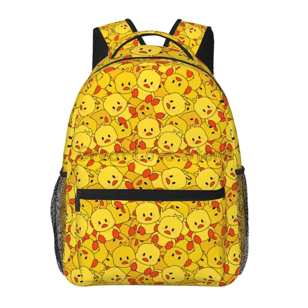 sac à dos en caoutchouc imprimé canards de dessin animé pour ordinateur portable, mignon canards jaunes, sacs à dos de voyage de grande capacité, sac à bandoulière pour étudiant, sac à livres d'école