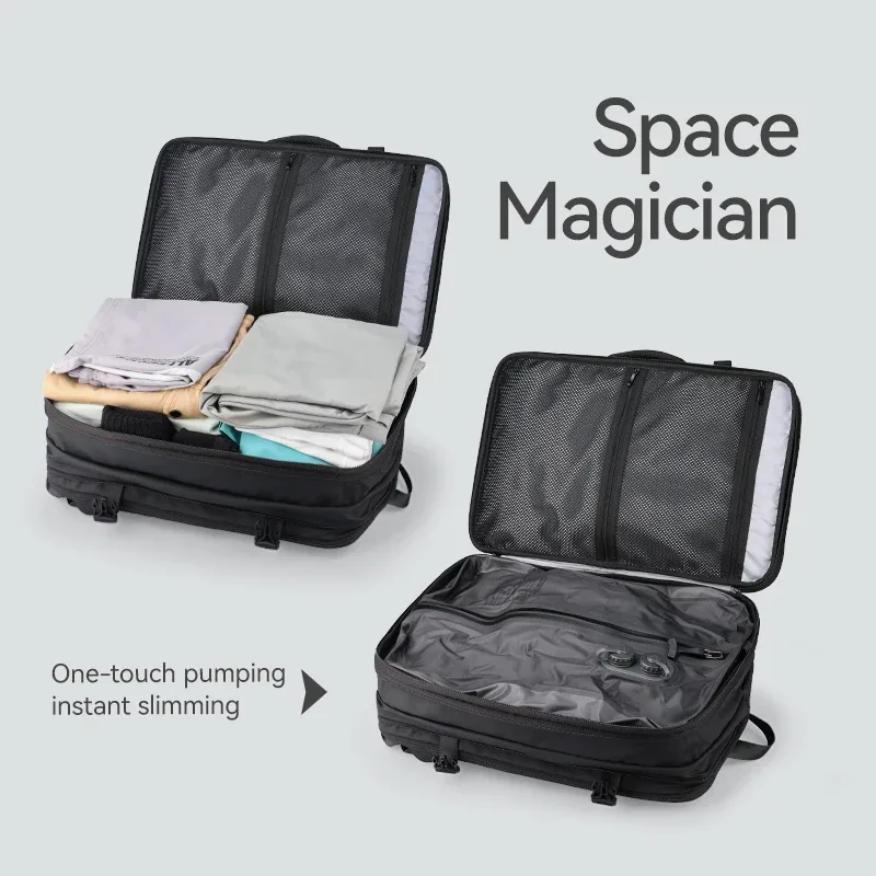 sac à dos de voyage d'affaires mark ryden, sac à dos pour ordinateur portable imperméable avec compression automatique par aspiration, sac de rangement