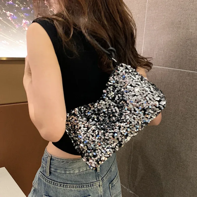 sac à main tendance et populaire pour femmes, de style coréen, orné de paillettes - petit sac polyvalent à porter à l'épaule