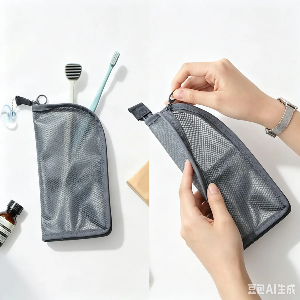 sac à cosmétiques en maille eva pour femmes, sac de rangement de voyage, organisateur de maquillage, pochette de maquillage portable, petite et grande trousse de toilette, étui de beauté