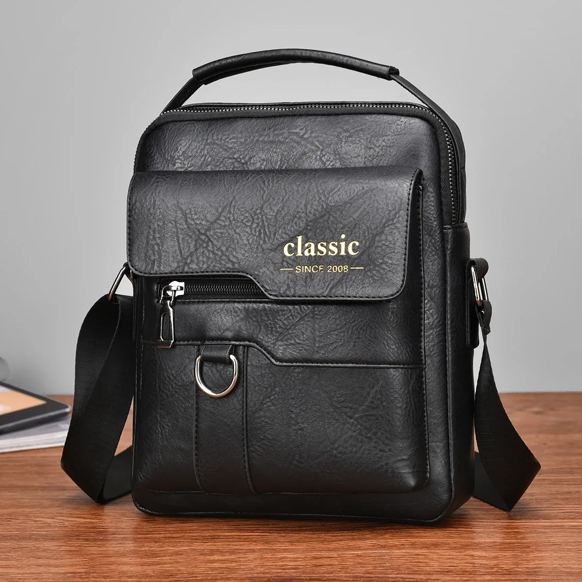 sac à bandoulière en cuir pour hommes, marque de luxe, sacs à main marron business, grande capacité, sacoches latérales, nouvelle collection 2024