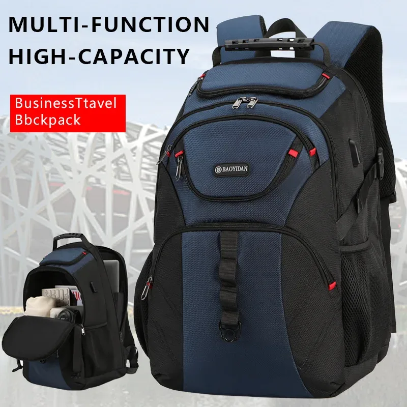 sac à dos pour hommes pour voyages d'affaires, grande capacité, multi-compartiments, sac de transport pour ordinateur portable de 15 pouces, couleur unie