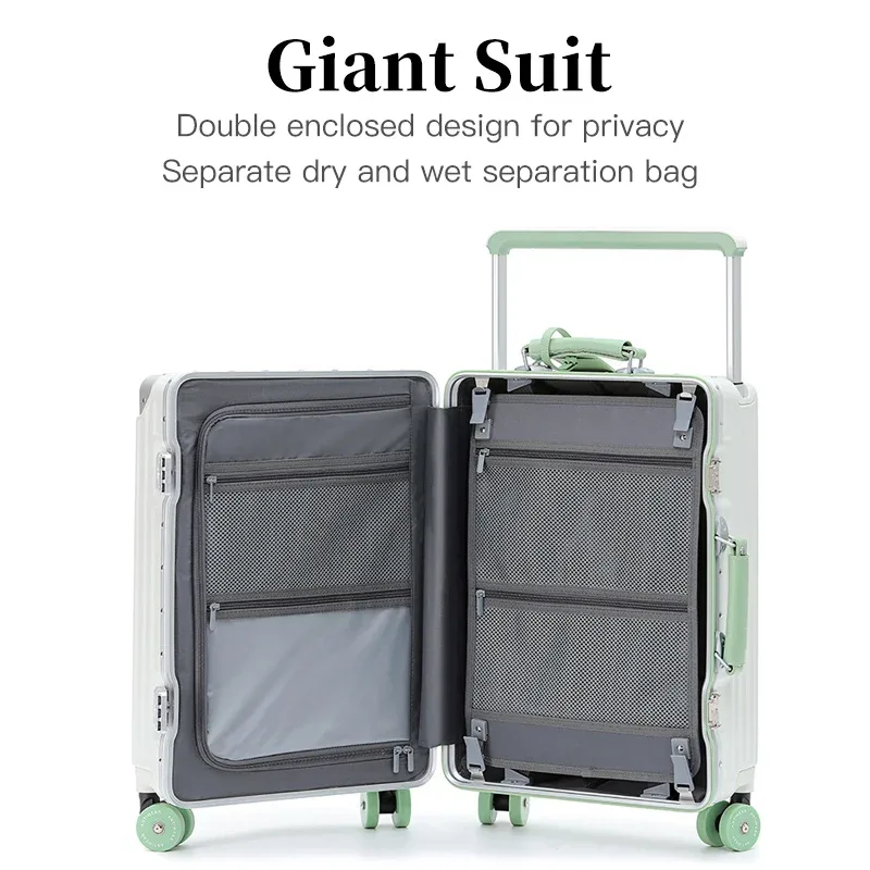 sushimu valise large poignée valise de voyage hommes 20 24 bagage à main femmes pc cadre en aluminium boîtier de chariot