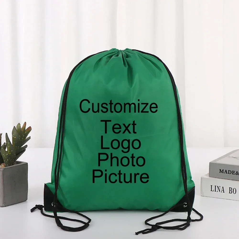 sac à dos de cyclisme avec logo/texte/nom personnalisé, sac à chaussures à cordon de serrage pour vêtements, ceinture étanche, sac de sport portable en nylon