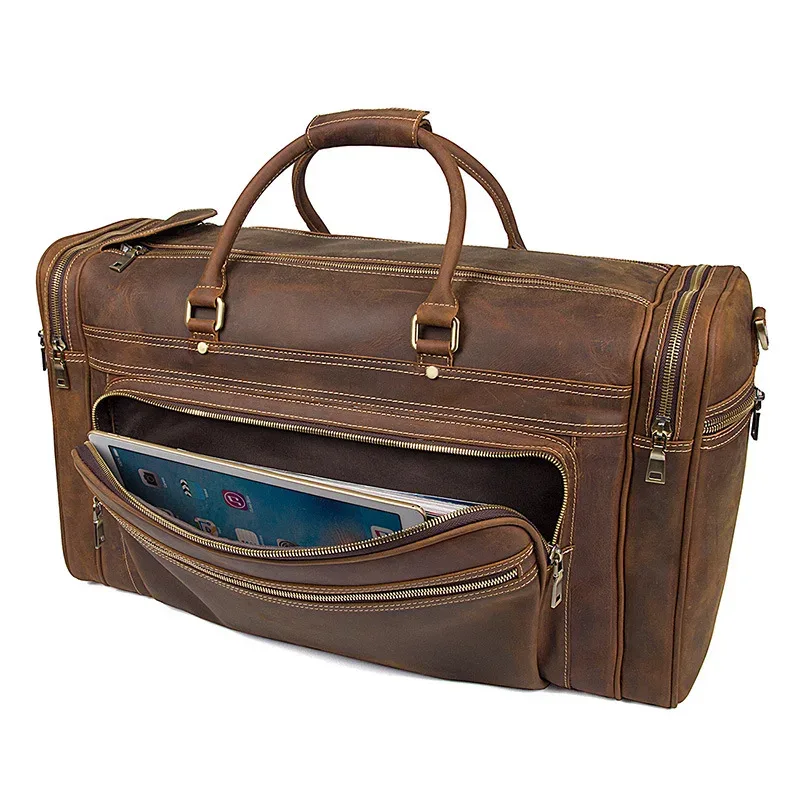 sac de voyage en cuir de vache group pour homme, accessoire durable en peau de vache