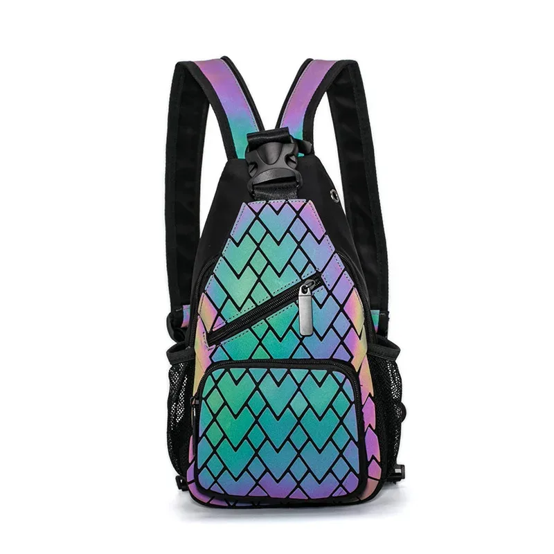 Sac à dos géométrique lumineux à paillettes pour femmes, sac à dos d'école pour adolescentes, Mochila Feminina 2024