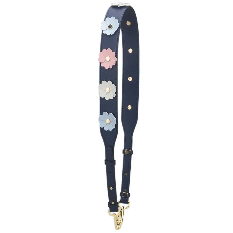 large sangle de sac à bandoulière en cuir pu pour femmes, longue sangle de remplacement pour sac à main, rivet coloré, poignée de sac à bandoulière florale