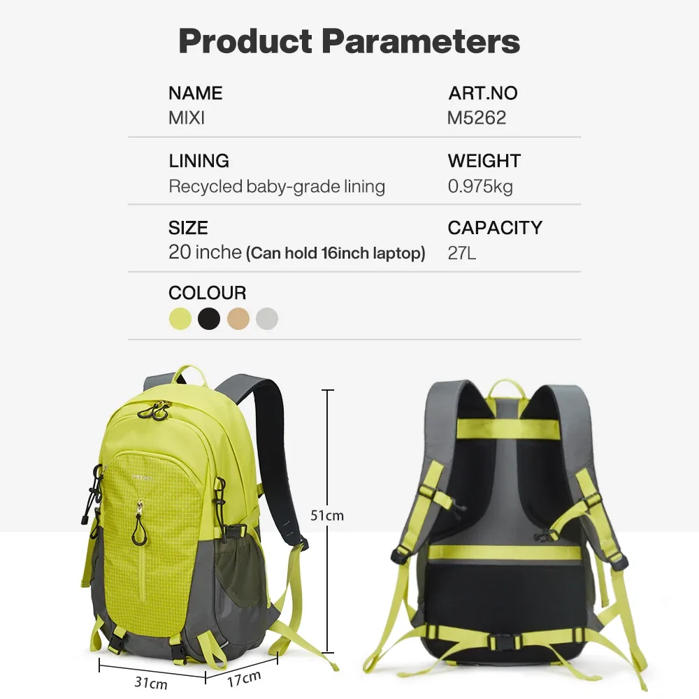 sac à dos imperméable mixi sports pour activités de plein air, grande capacité, léger, décontracté, pour la randonnée et l'alpinisme, m5262