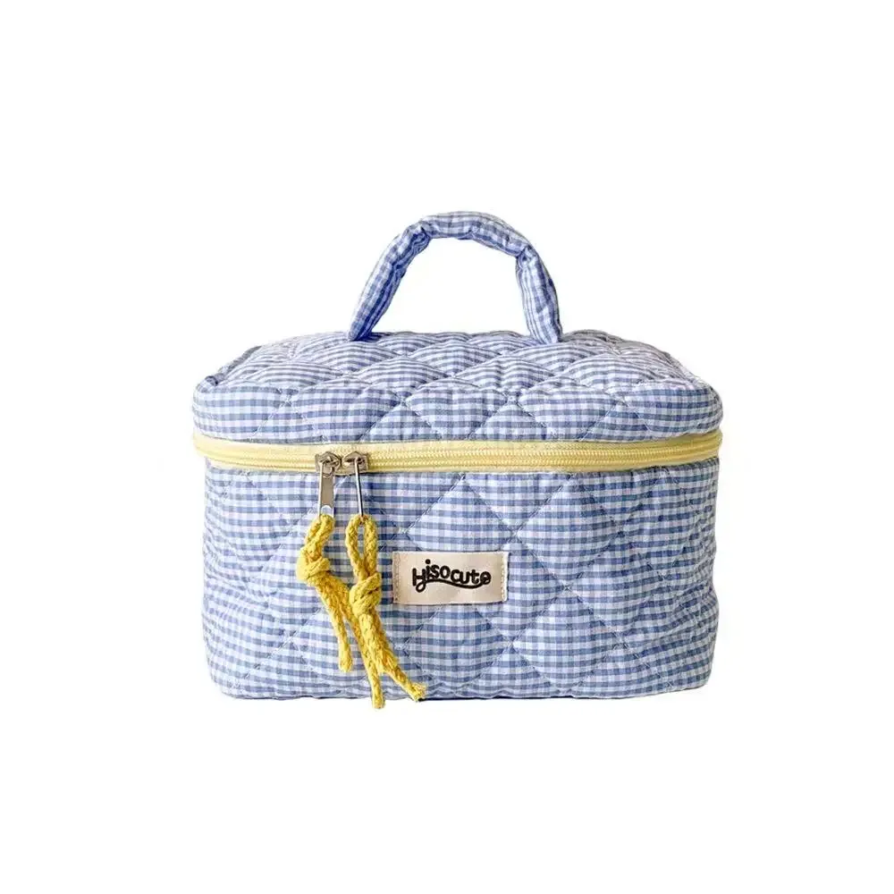 organisateur voyage nylon fermeture éclair motifs géométriques couleurs pastel grande capacité sac rangement cosmétiques usage voyage