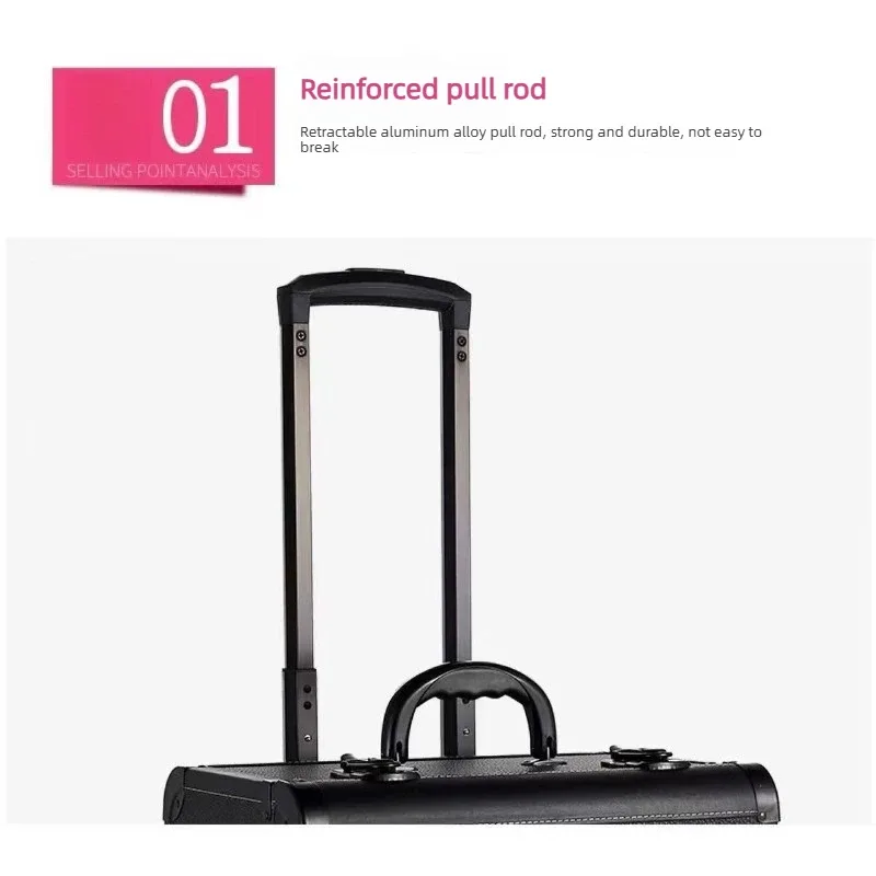 valise de maquillage portable multi-couches de grande capacité expédiée depuis l'union européenne, une valise de maquillage pour les maquilleurs professionnels et une boîte de rangement pour les outils de beauté, de nail art et de broderie.