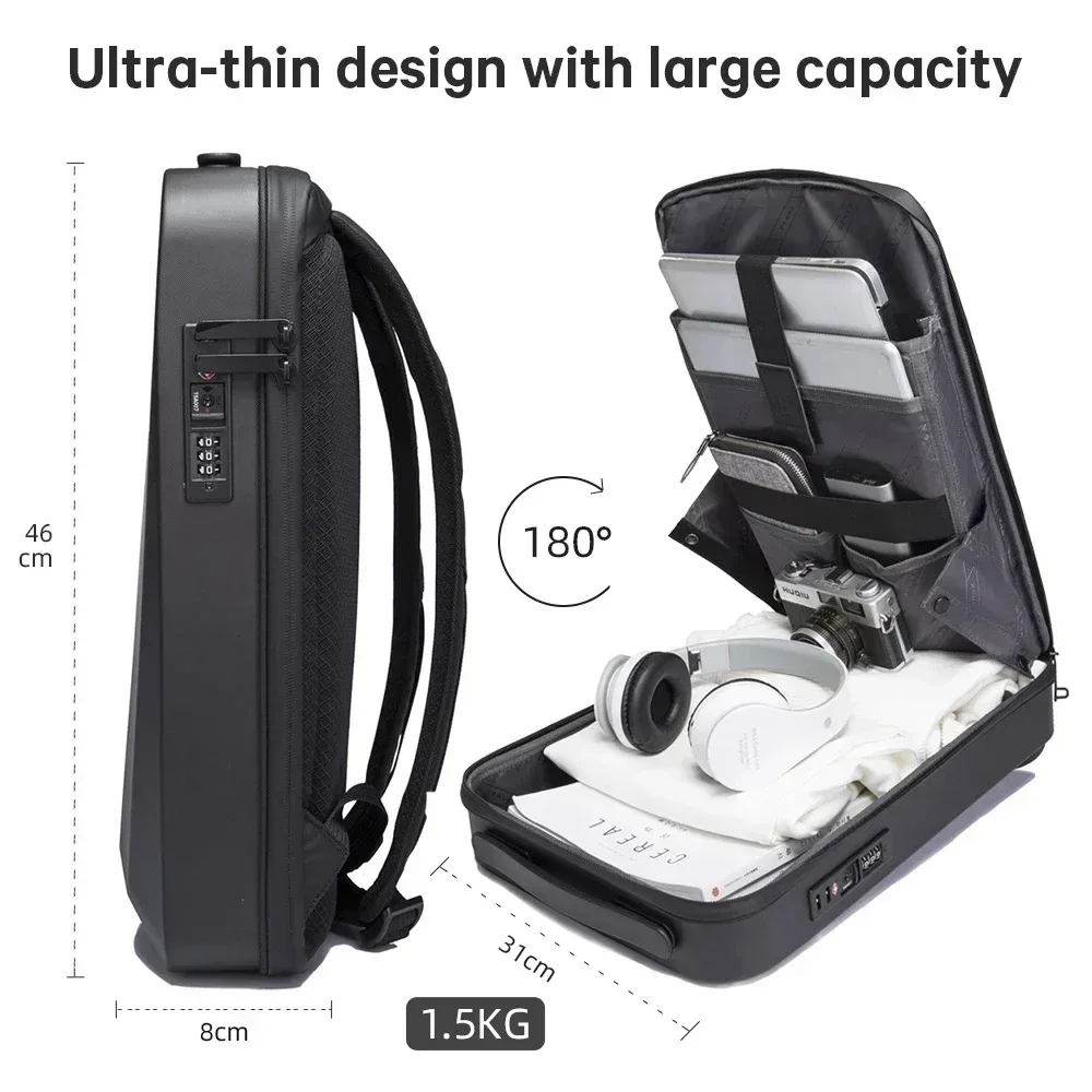 sac à dos pour ordinateur portable imperméable pour homme, 15,6/17 pouces, extensible, coque rigide, sac de jeu, antivol tsa, charge usb, sacs de voyage d'affaires