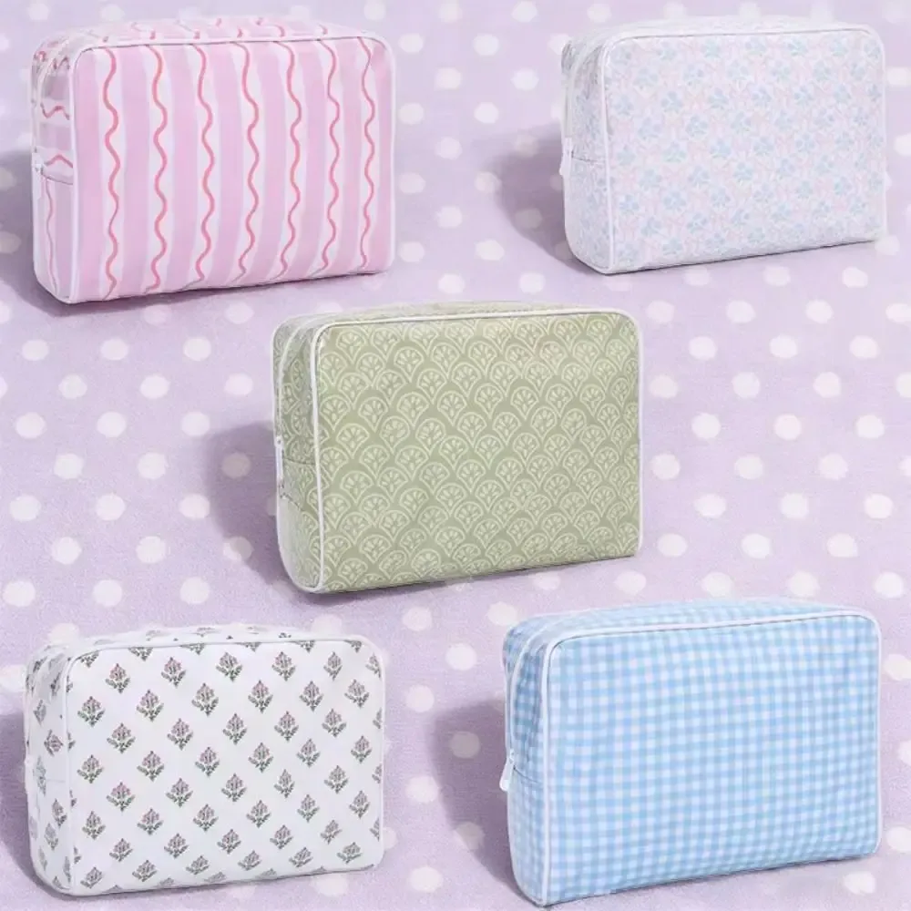 sac cosmétique en polyester pvc, sac de rangement cosmétique imperméable à double couche, grande capacité, organiseur de maquillage imprimé en couleur