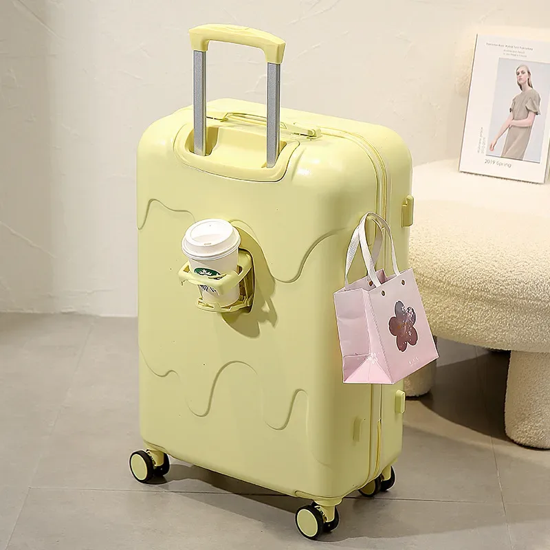 valise à roulettes de type crème glacée pour étudiants, valise à roulettes à quatre roues, bagage multifonctionnel, style mignon, boîte à serrure pour garçons, voyage, nouveau, 2025
