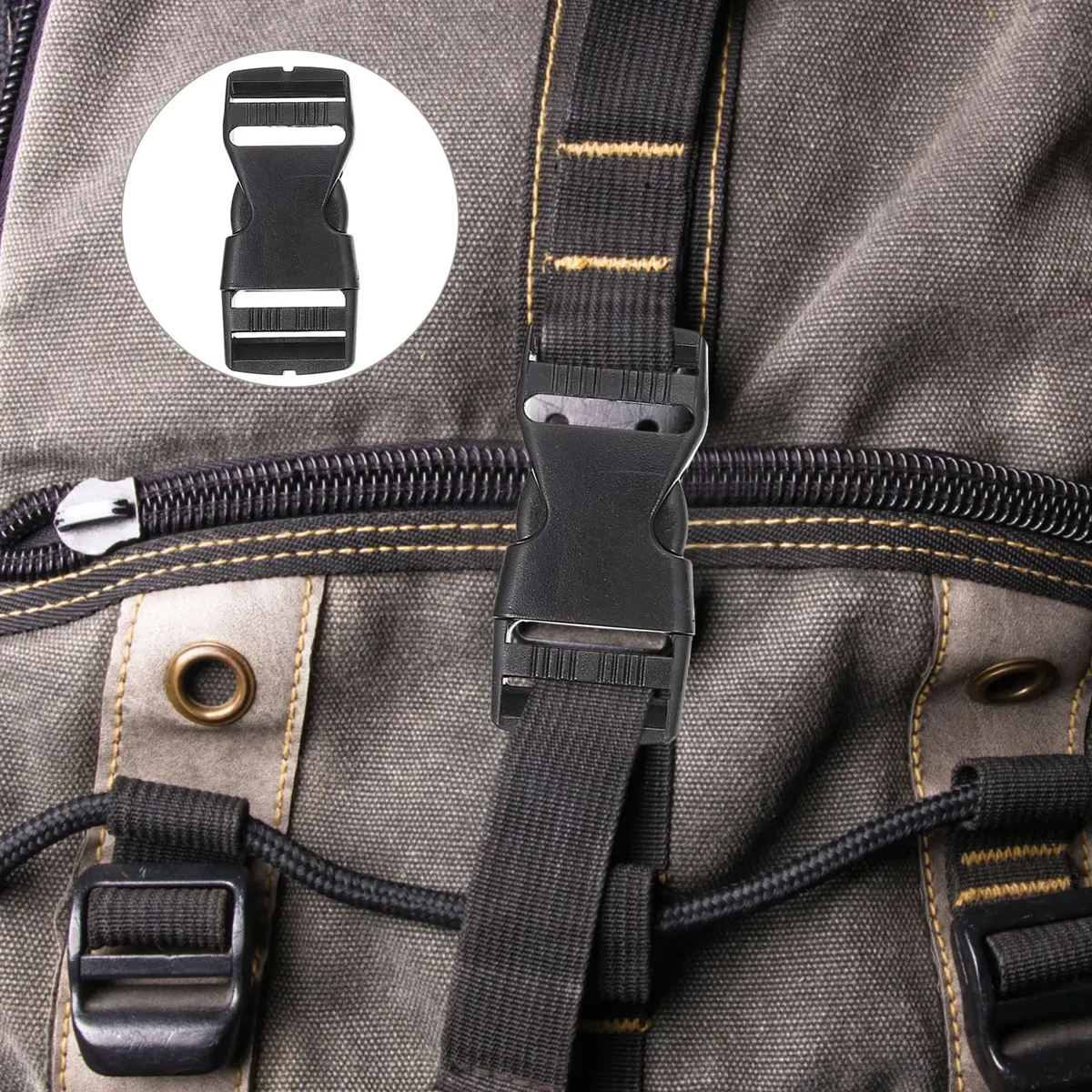 ceinture accessoires boucles rapides clips sangles nylon plastique noir organisation voyage sac dos remplacement travail