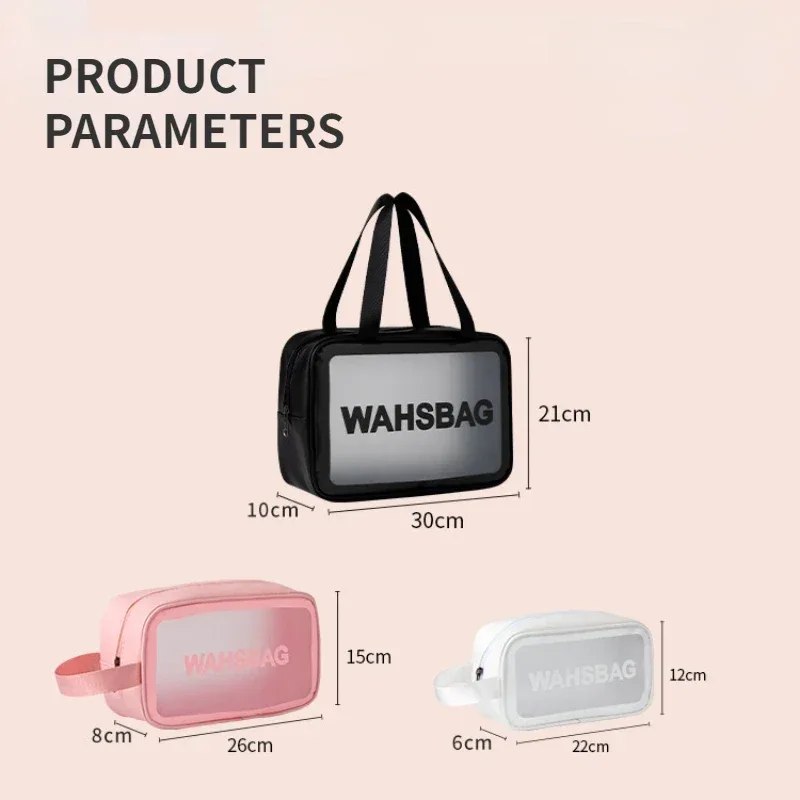 sac de rangement de voyage en pu pour femme, trousse à cosmétiques, trousse de maquillage, trousse de toilette étanche, étuis à cosmétiques transparents