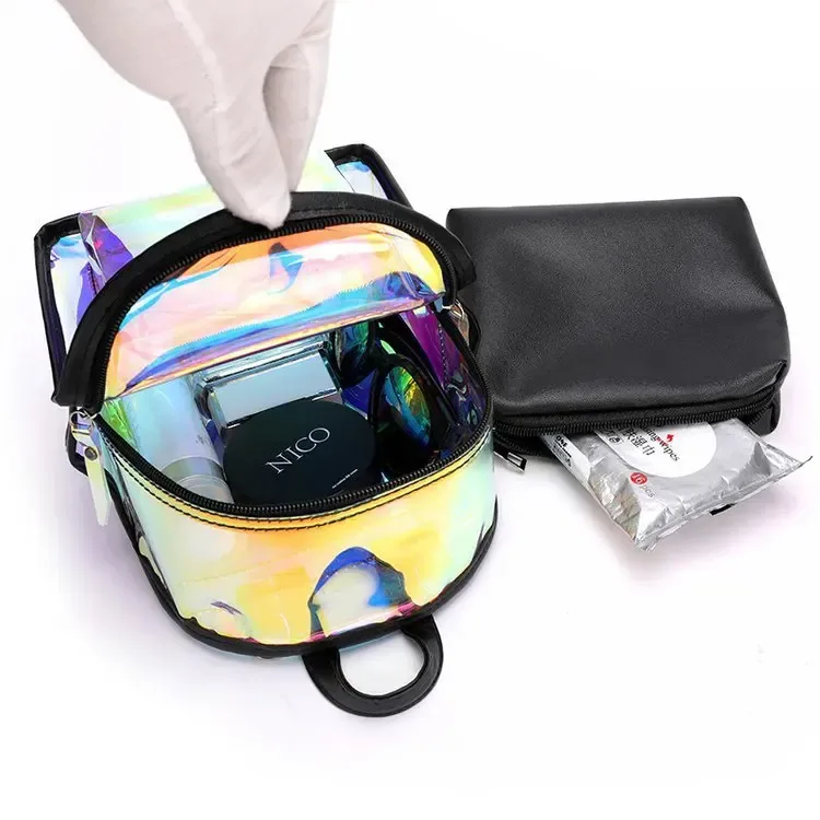 mode coréenne mini sac à dos femmes gelée transparent double sac à bandoulière mignon filles sac à main voyage en plein air petit sac pour les femmes