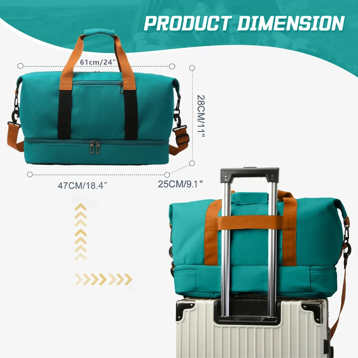 sac de voyage élégant et tendance, grande capacité, sac de sport et de gym avec compartiment à chaussures indépendant, sac de week-end et de nuit