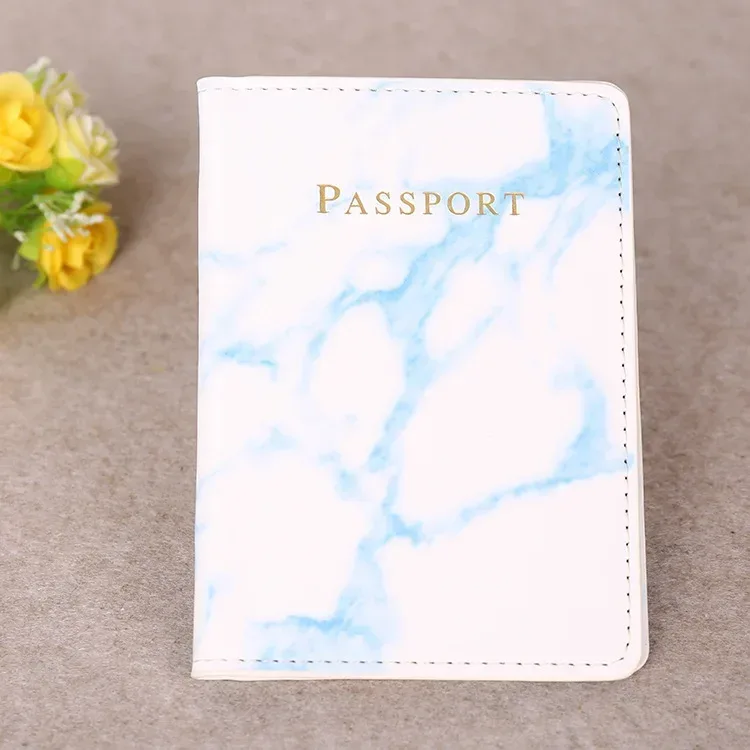 couverture de passeport en cuir pu pour femmes et hommes, style marbre, carte d'identité de voyage, porte-passeport, billet de protection, pochette portefeuille