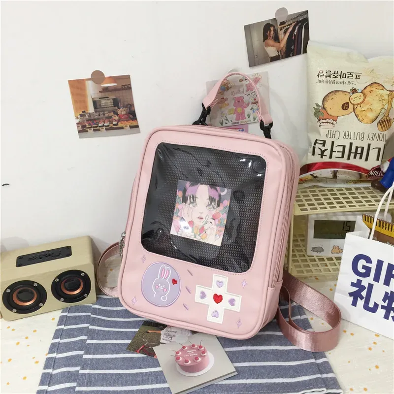 y2k mignon clair itabag femmes lolita sac à dos kawaii fille sac à bandoulière bricolage affichage poche transparente poupée japonaise fourre-tout sac à main