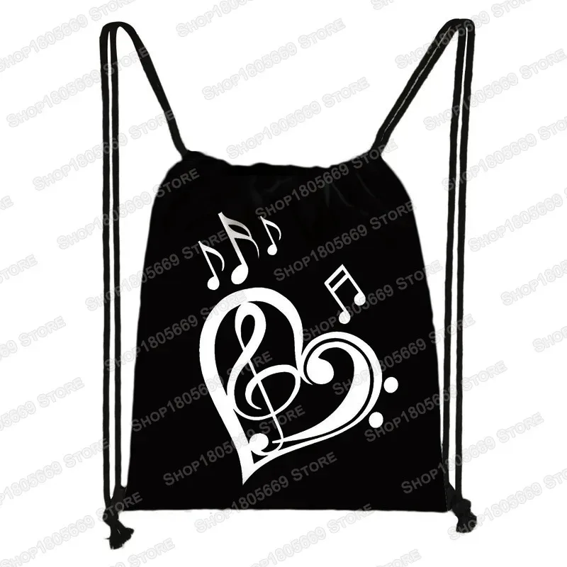 notes de musique imprimer sac à dos battement ecg femmes cordon sac en plein air grande capacité sac de rangement pour chaussures de voyage porte-cadeau