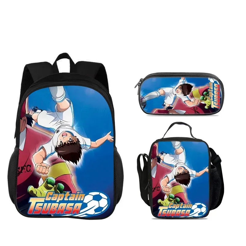 sac dos nylon dessin animé captain tsubasa bleu gris orange format 20 35 litres bandoulière arquée trousse maquillage sac lunch