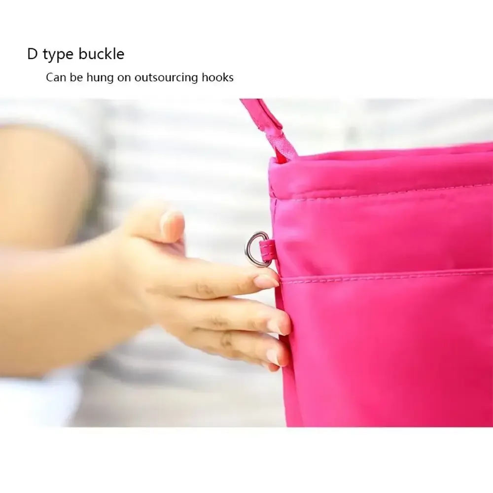 organisateur de cosmétiques vintage, sacs de rangement, sac à main multifonctionnel multi-poches avec fermeture éclair, sac intérieur de couleur unie pour femmes