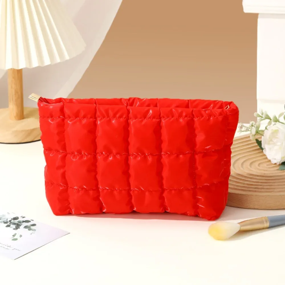 sac à main cosmétique en coton à bulles simple pour femmes, organisateur de voyage, pochette de maquillage pour rouges à lèvres, sac à fermeture éclair de grande capacité pour filles